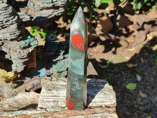Polished Bloodstone with Pyrite Display Crystal x 1 From Swaziland