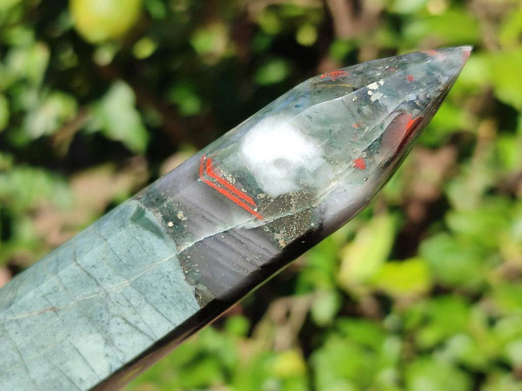 Polished Bloodstone with Pyrite Display Crystal x 1 From Swaziland