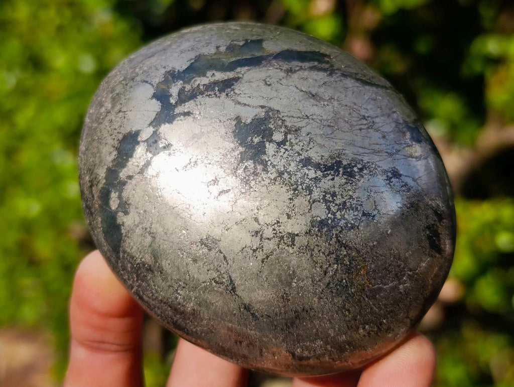 Polished Cabinet Size Basalt and Pyrite Pharaoh Stone Palm Stone x 1 From Iron Duke Mine, Zimbabwe