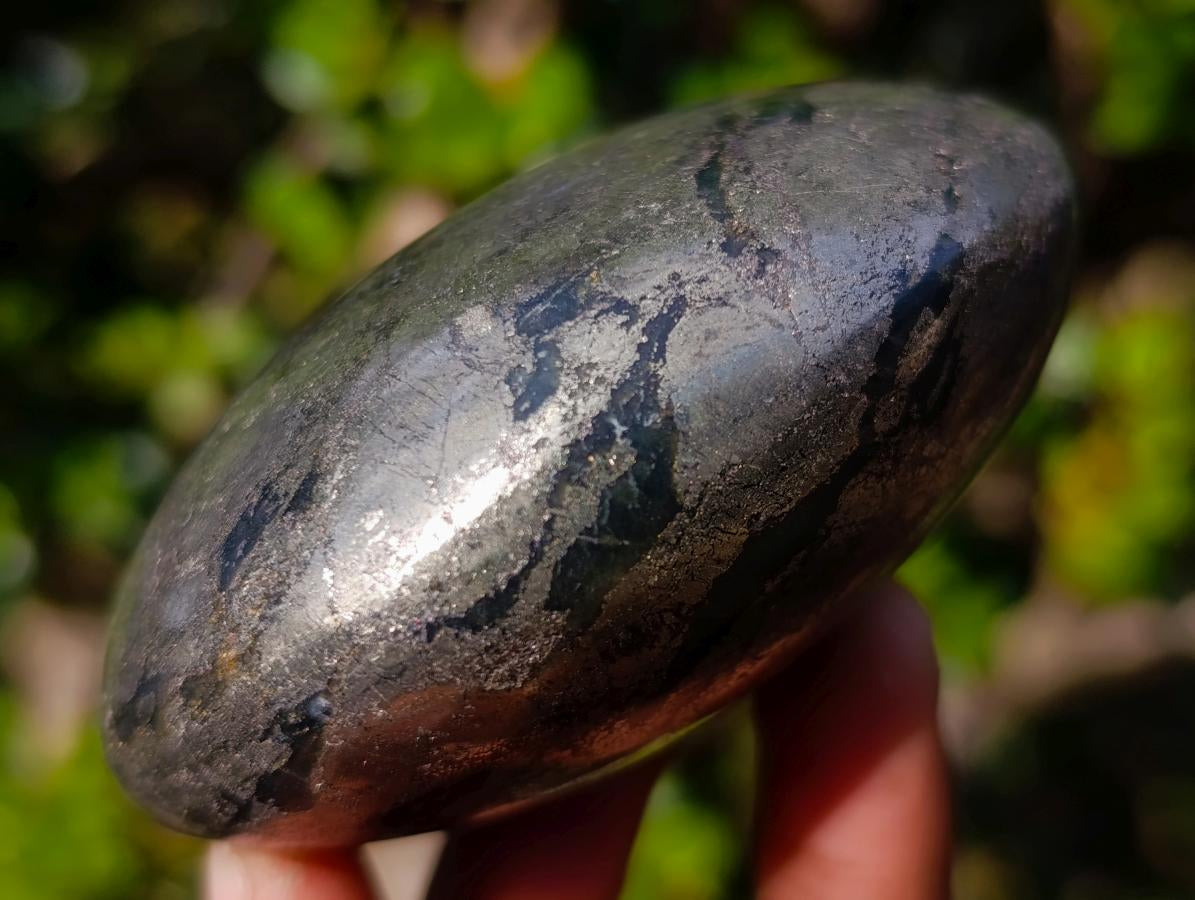 Polished Cabinet Size Basalt and Pyrite Pharaoh Stone Palm Stone x 1 From Iron Duke Mine, Zimbabwe