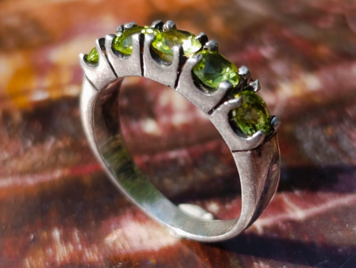 Hand Made Faceted Peridot Silver Ring - Sold Per Item - From India