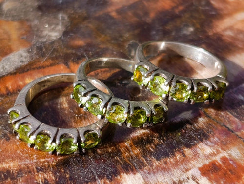 Hand Made Faceted Peridot Silver Ring - Sold Per Item - From India