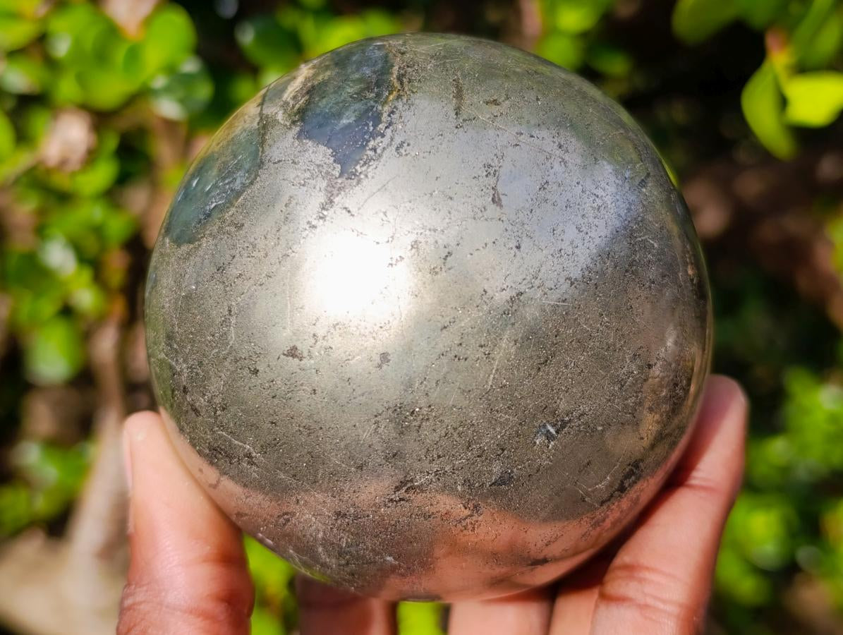 Polished Large Basalt and Pyrite Pharaoh Stone Sphere x 1 From Iron Duke Mine, Zimbabwe