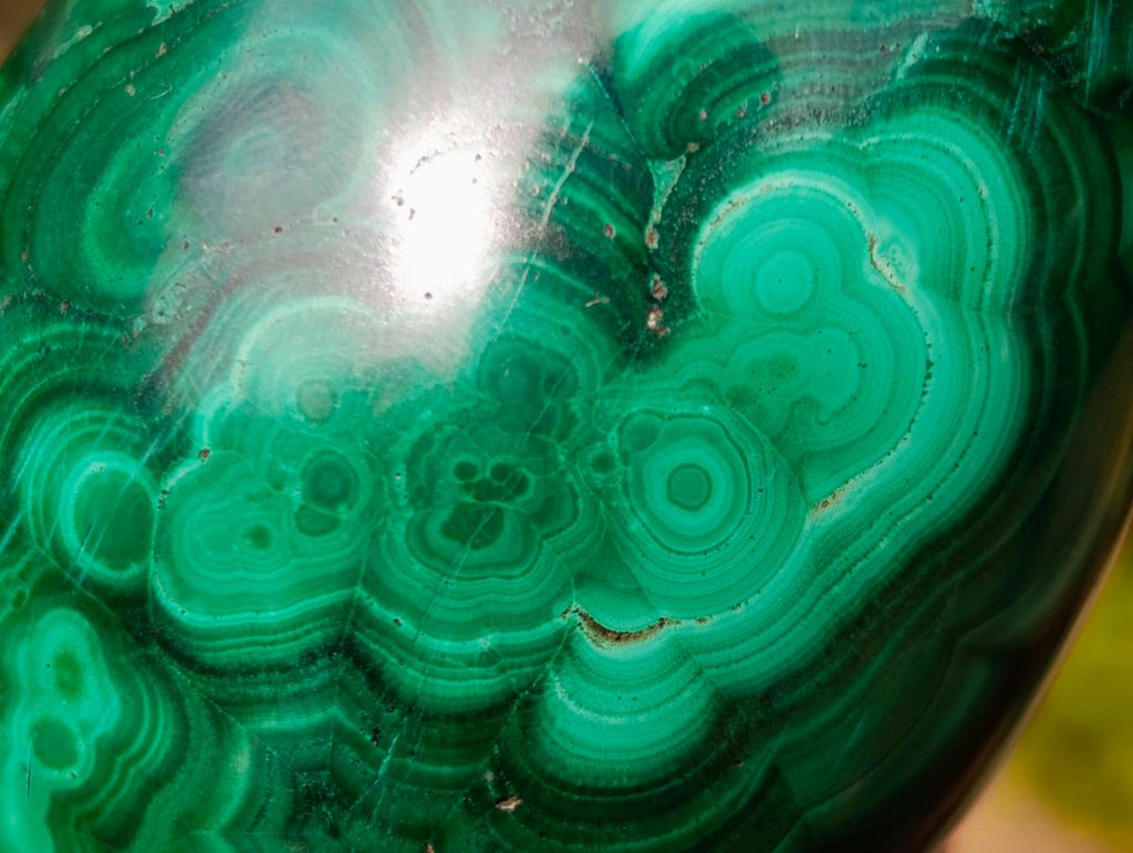 Polished Multi Ring Patterned Malachite Egg x 1 From Congo