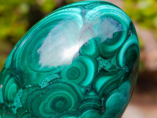 Polished Multi Ring Patterned Malachite Egg x 1 From Congo