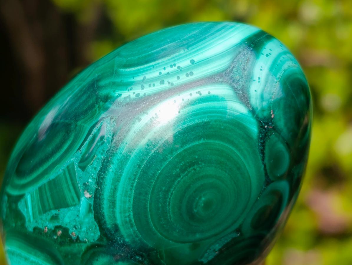 Polished Multi Ring Patterned Malachite Egg x 1 From Congo
