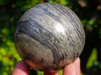 Polished Basalt and Pyrite Pharaoh Stone Sphere x 1 From Iron Duke Mine, Zimbabwe