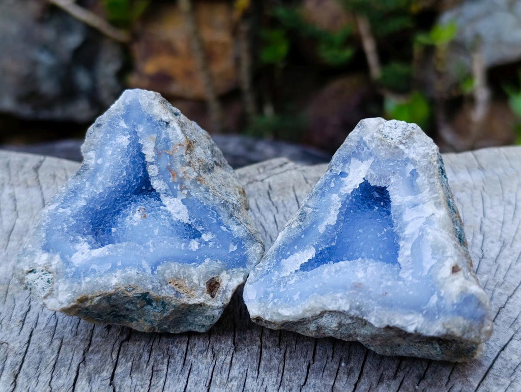 Natural Blue Lace Agate Geode Pair x 1 From Nsanje, Malawi