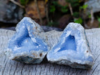 Natural Blue Lace Agate Geode Pair x 1 From Nsanje, Malawi