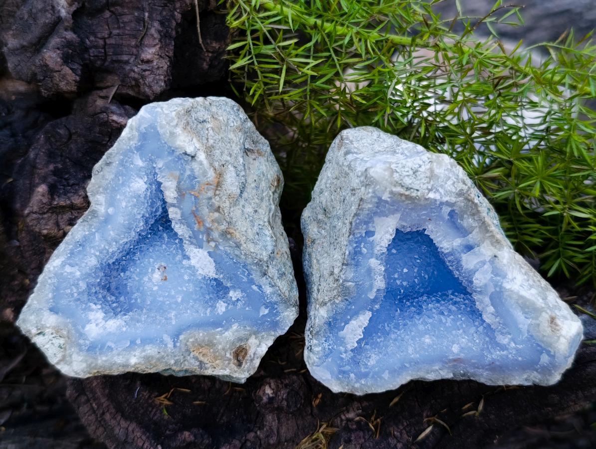 Natural Blue Lace Agate Geode Pair x 1 From Nsanje, Malawi