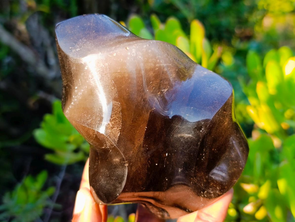 Polished Smokey Morion Quartz Crystal Flame x 1 From Madagascar