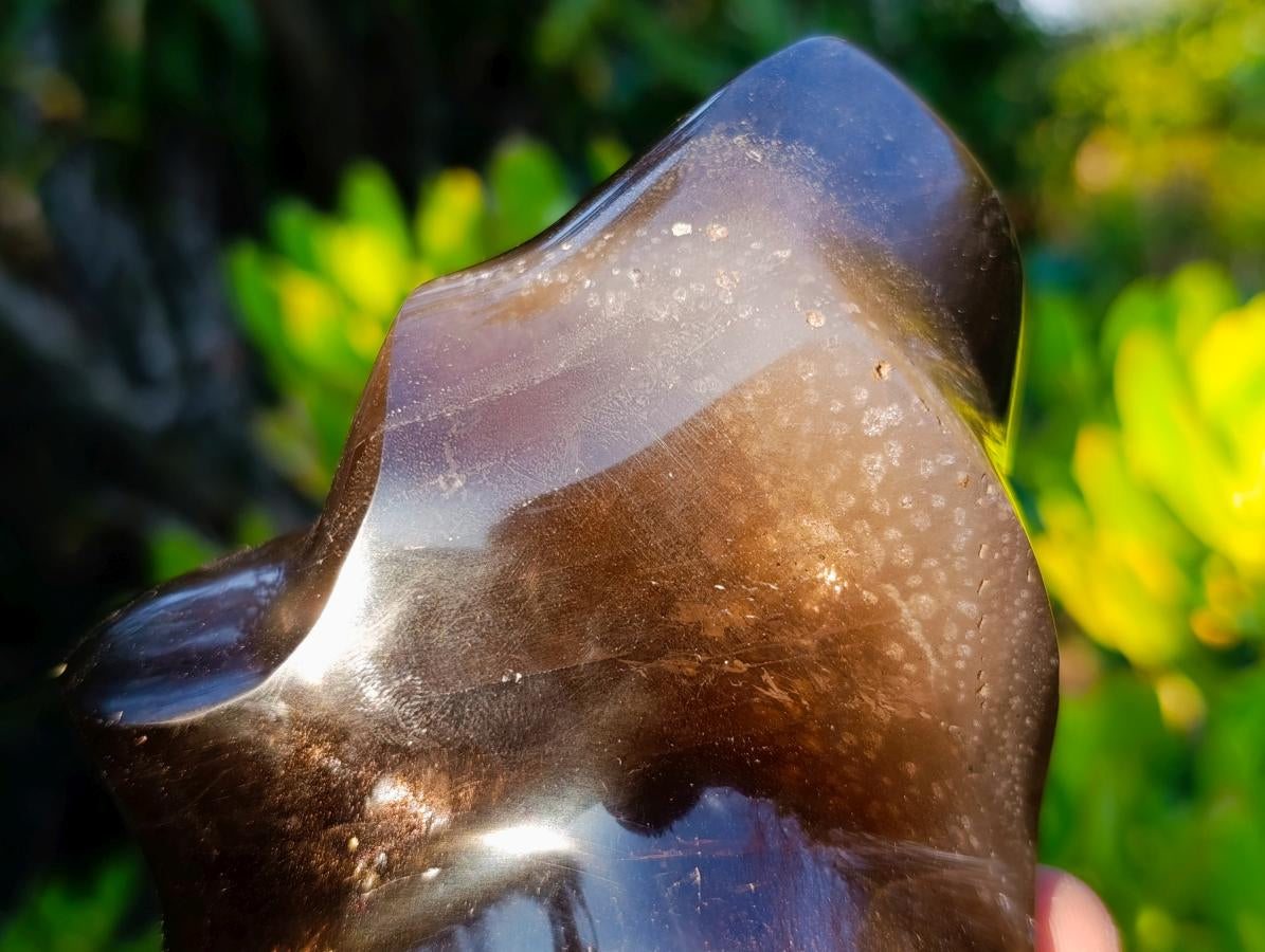Polished Smokey Morion Quartz Crystal Flame x 1 From Madagascar