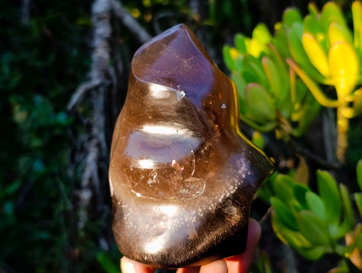 Polished Smokey Morion Quartz Crystal Flame x 1 From Madagascar