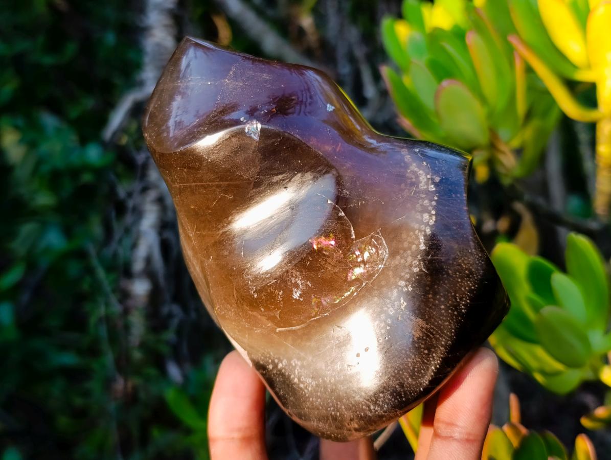 Polished Smokey Morion Quartz Crystal Flame x 1 From Madagascar