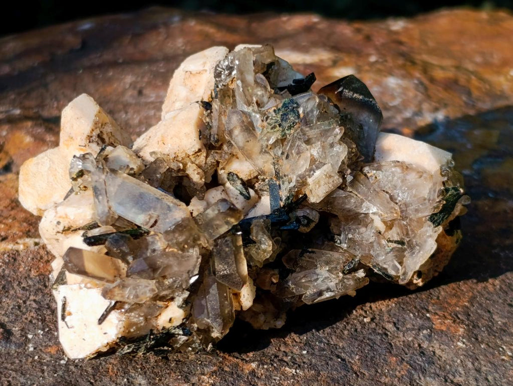Natural Aegirine Specimen with Smokey Quartz and Orthoclase x 1 From Zomba, Malawi
