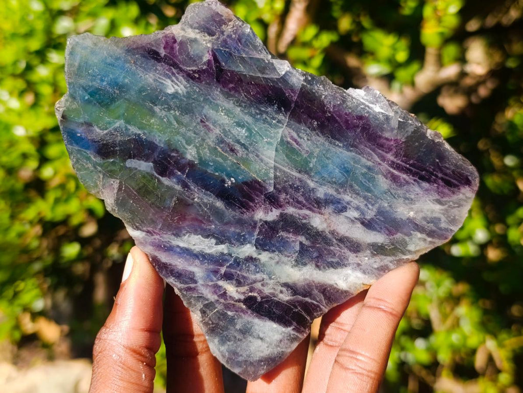 Polished Translucent Watermelon Fluorite Slice x 1 From Uis, Namibia