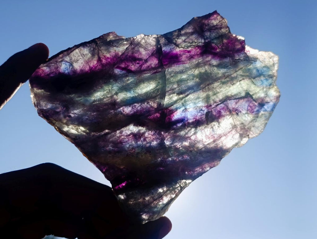 Polished Translucent Watermelon Fluorite Slice x 1 From Uis, Namibia