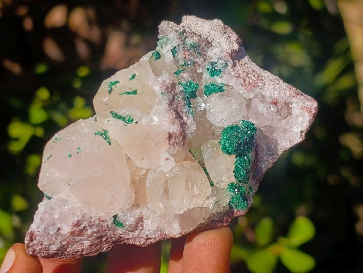 Natural Calcite Crystal Cluster with Malachite x 1 From Mashamba West Mine, Congo