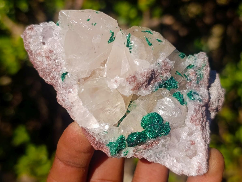 Natural Calcite Crystal Cluster with Malachite x 1 From Mashamba West Mine, Congo