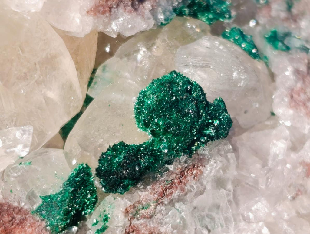 Natural Calcite Crystal Cluster with Malachite x 1 From Mashamba West Mine, Congo