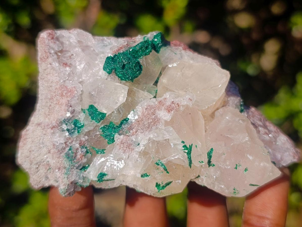 Natural Calcite Crystal Cluster with Malachite x 1 From Mashamba West Mine, Congo