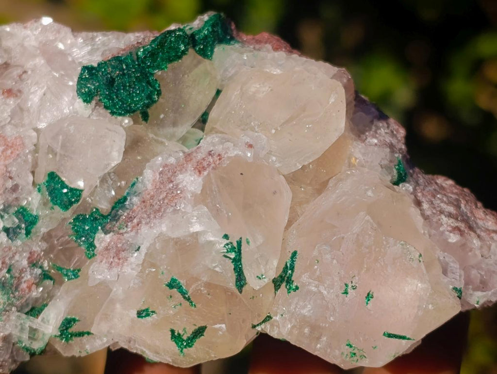 Natural Calcite Crystal Cluster with Malachite x 1 From Mashamba West Mine, Congo