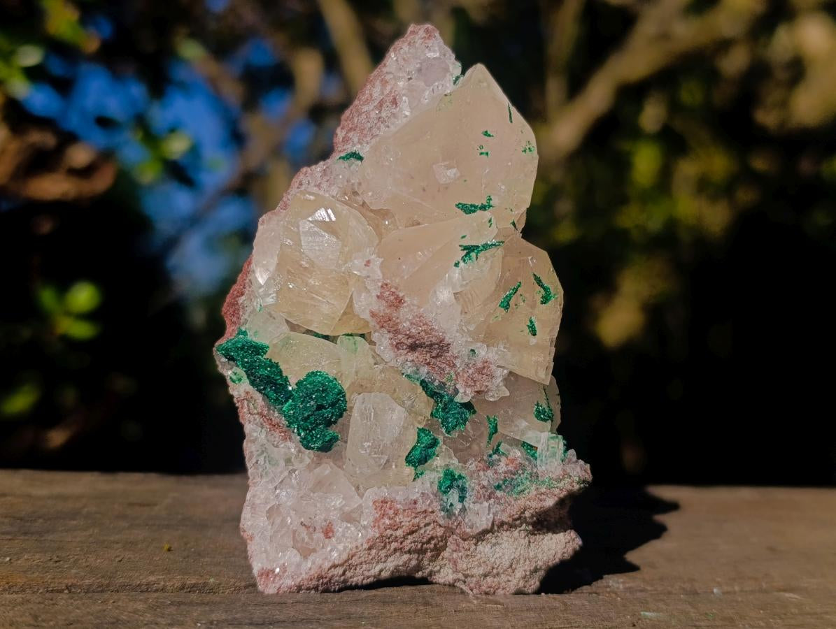 Natural Calcite Crystal Cluster with Malachite x 1 From Mashamba West Mine, Congo