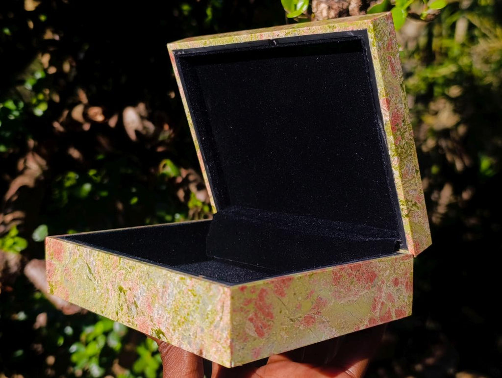 Hand Made Green and Pink Unakite Jewellery Box -Sold Per Piece - From Messina, South Africa