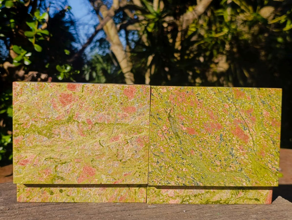 Hand Made Green and Pink Unakite Jewellery Box -Sold Per Piece - From Messina, South Africa