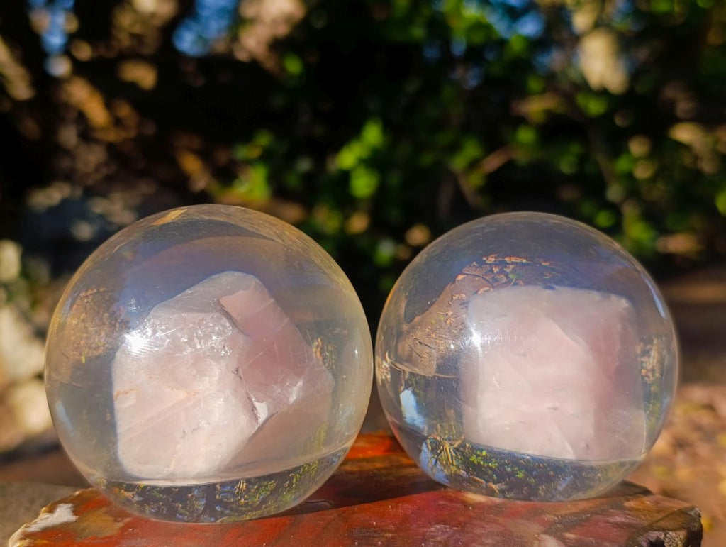Hand Made Rose Quartz Paperweight Perspex Ball - Sold Per Piece - From South Africa