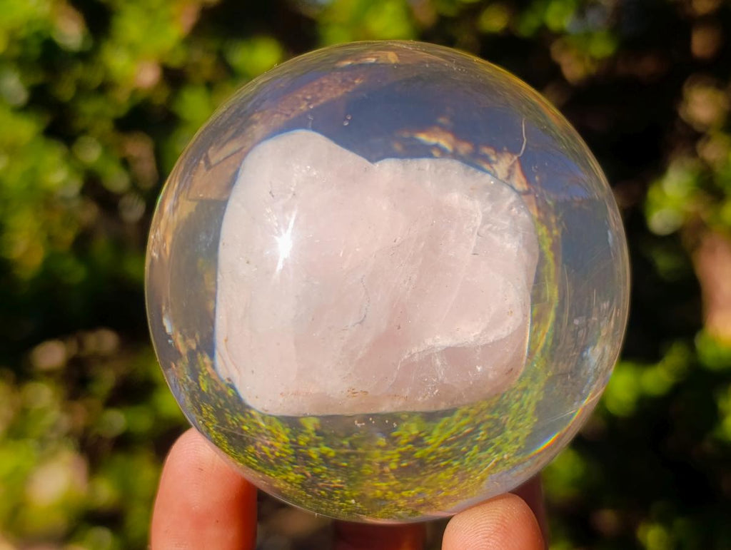 Hand Made Rose Quartz Paperweight Perspex Ball - Sold Per Piece - From South Africa