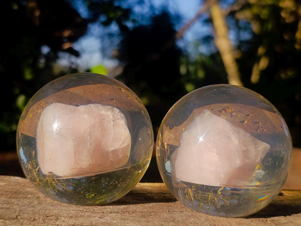 Hand Made Rose Quartz Paperweight Perspex Ball - Sold Per Piece - From South Africa