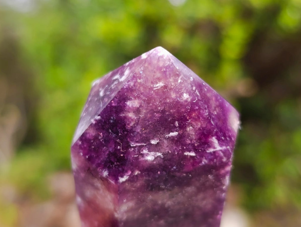 Polished Deep Purple Lepidolite Display Crystal with Smokey Quartz x 1 From Madagascar