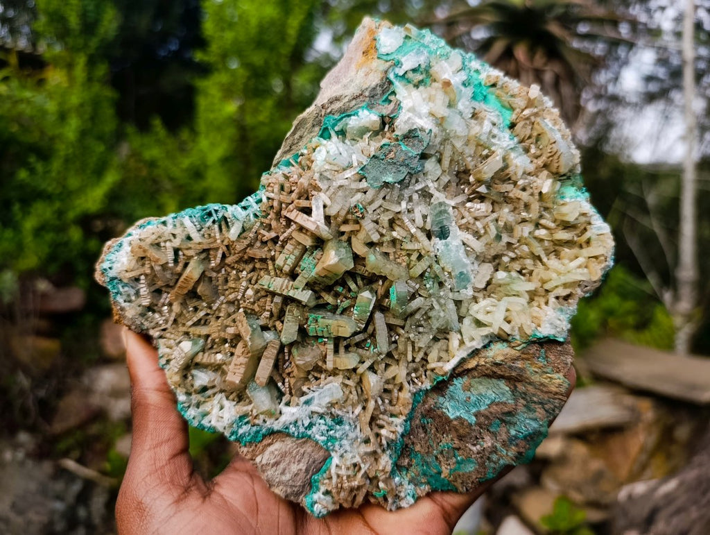Natural Large Barite and Malachite Specimen x 1 From Shinkolobwe Mine, Congo