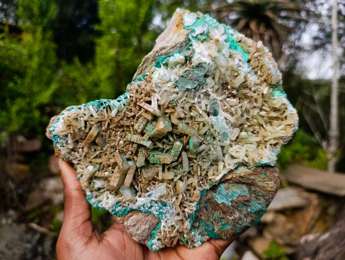 Natural Large Barite and Malachite Specimen x 1 From Shinkolobwe Mine, Congo