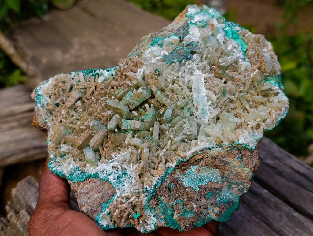 Natural Large Barite and Malachite Specimen x 1 From Shinkolobwe Mine, Congo