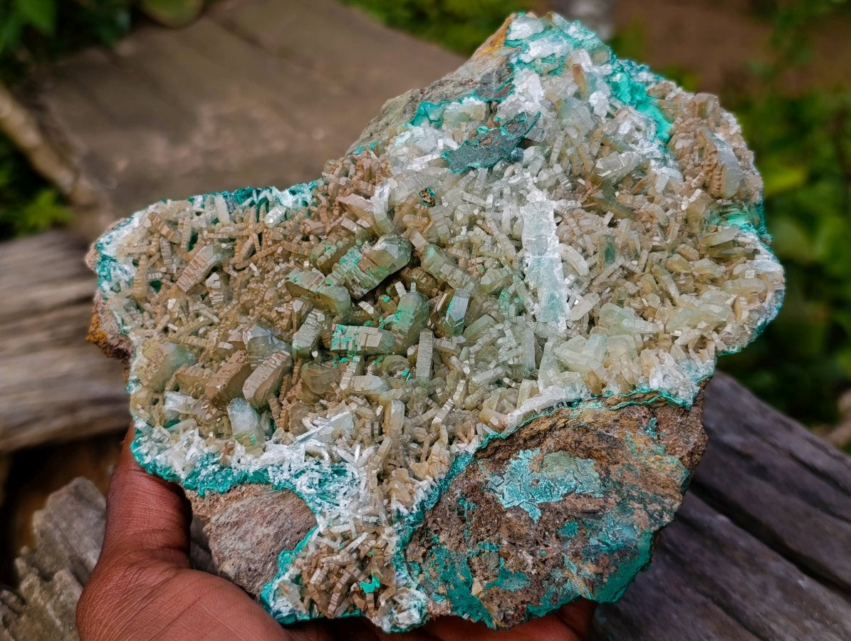 Natural Large Barite and Malachite Specimen x 1 From Shinkolobwe Mine, Congo