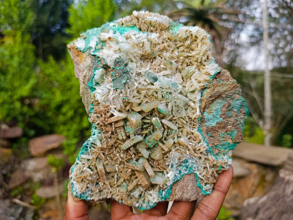 Natural Large Barite and Malachite Specimen x 1 From Shinkolobwe Mine, Congo