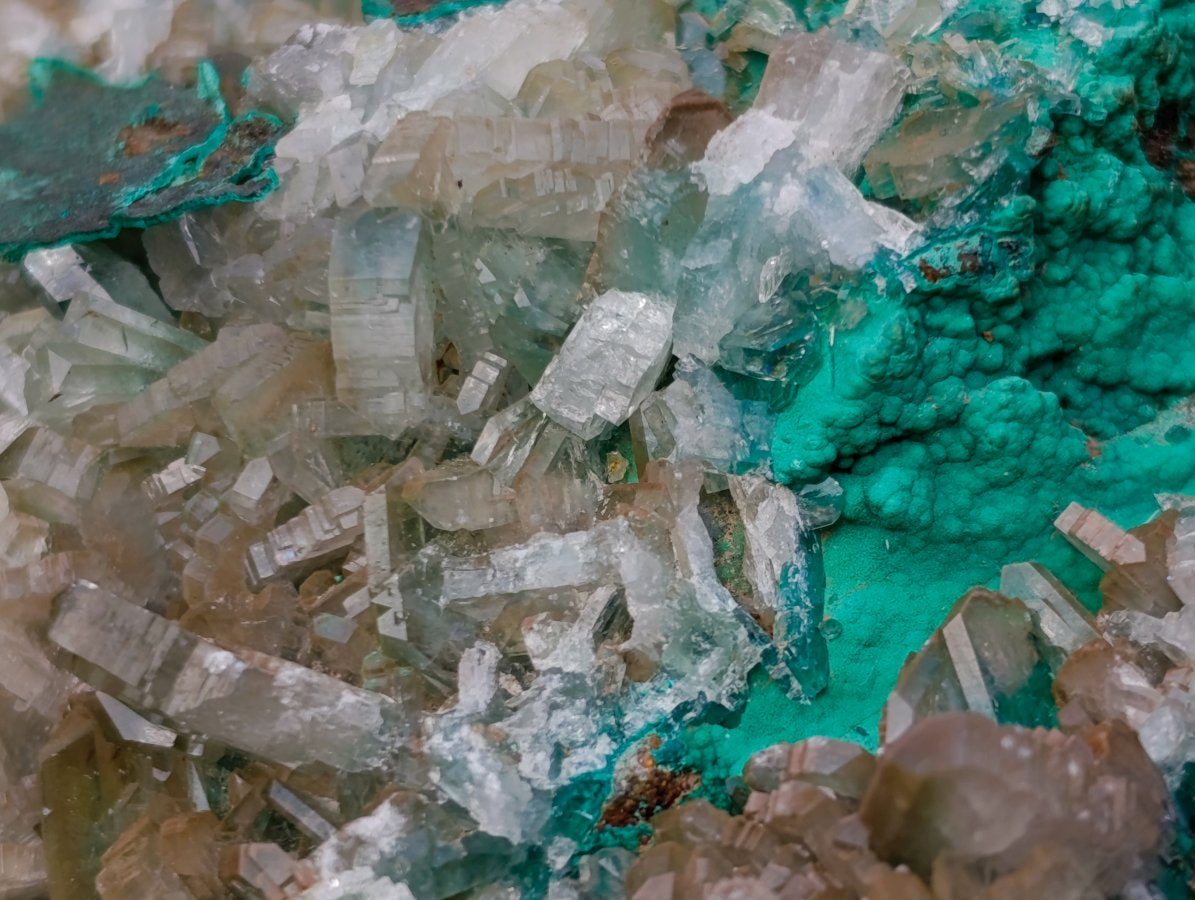 Natural Large Barite and Malachite Specimen x 1 From Shinkolobwe Mine, Congo