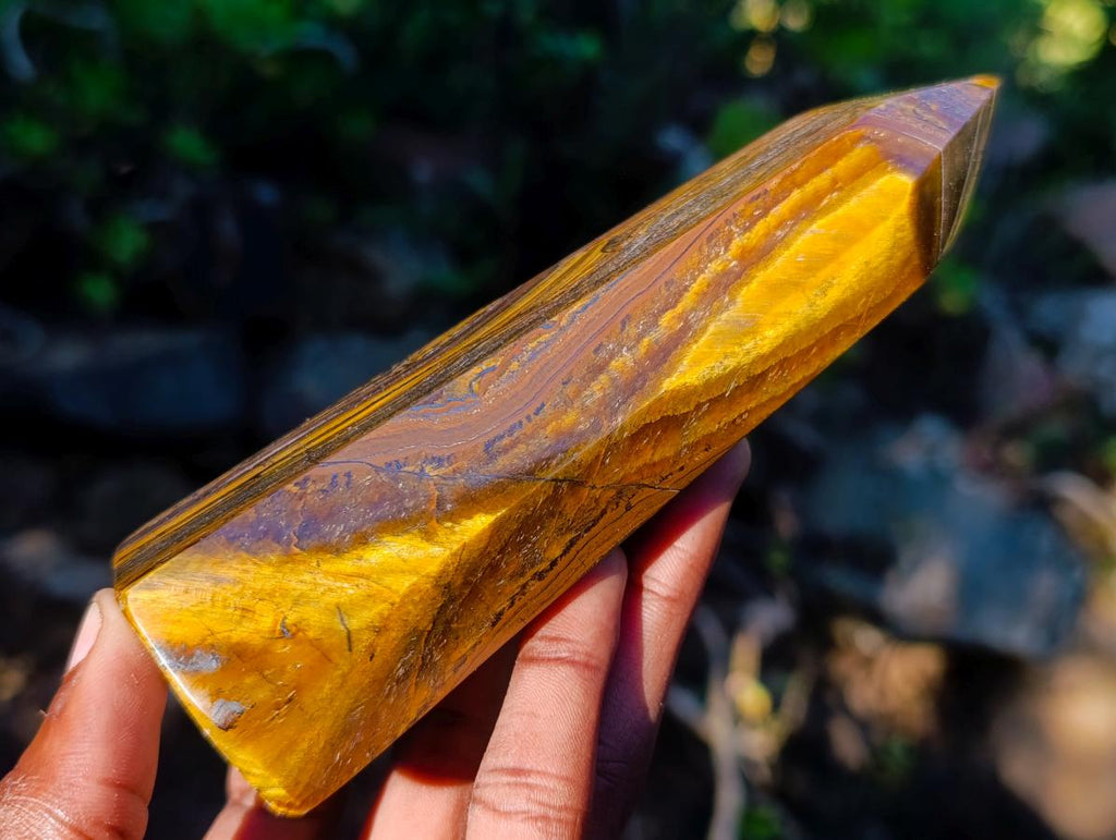 Polished "Golden River" Tigers Eye Display Crystal x 1 From South Africa