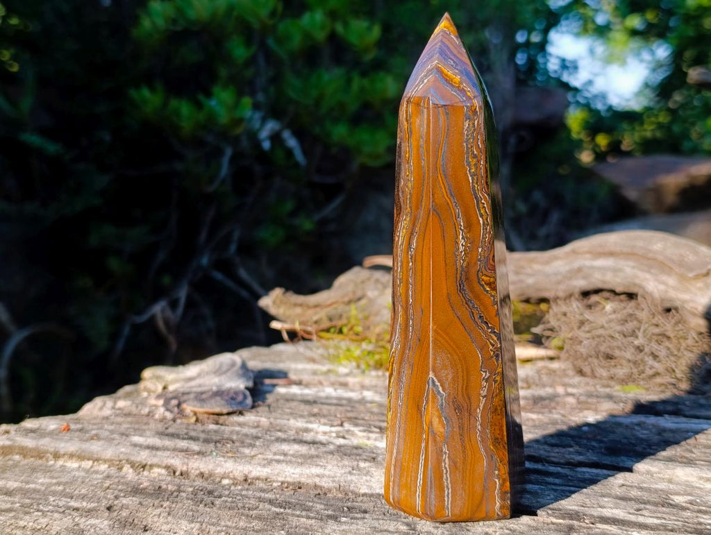Polished "Golden River" Tigers Eye Display Crystal x 1 From South Africa