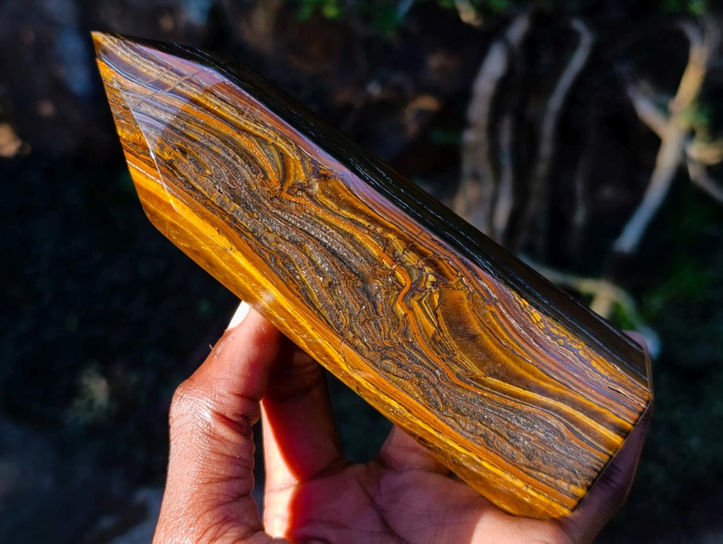 Polished "Golden River" Tigers Eye Display Crystal x 1 From South Africa