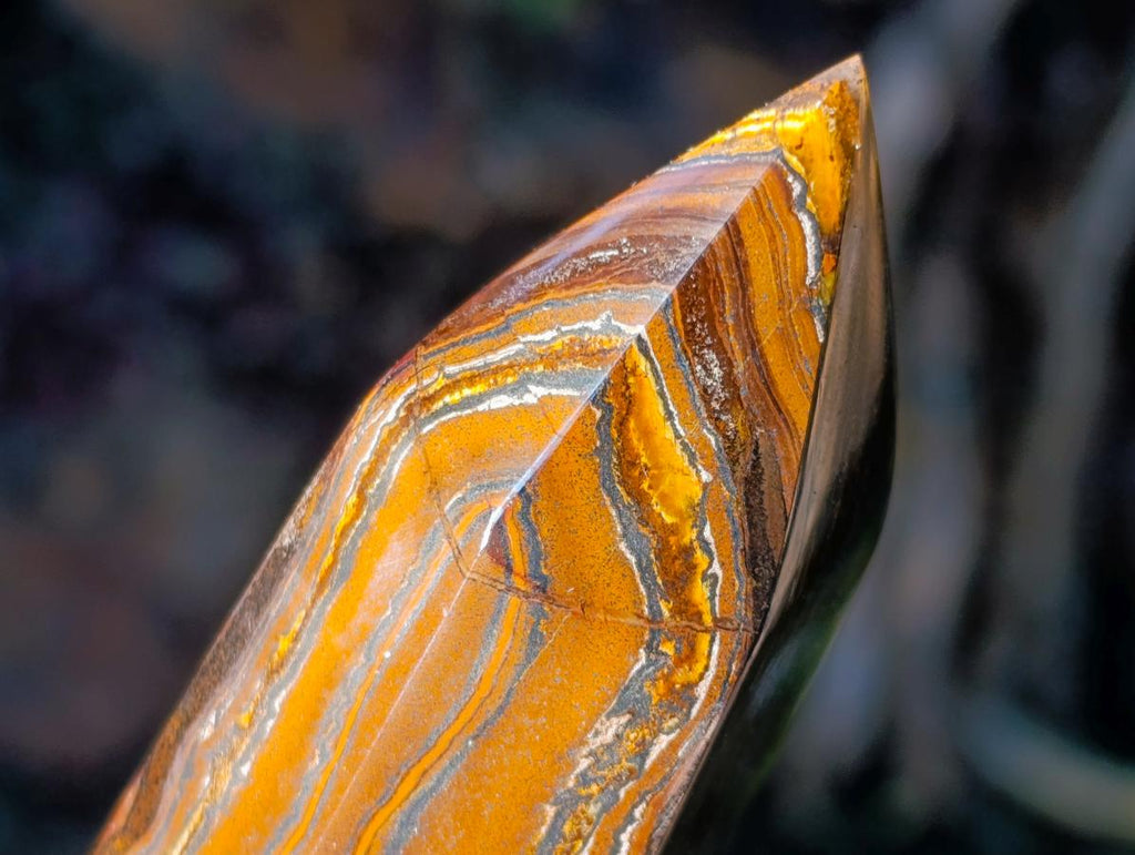 Polished "Golden River" Tigers Eye Display Crystal x 1 From South Africa