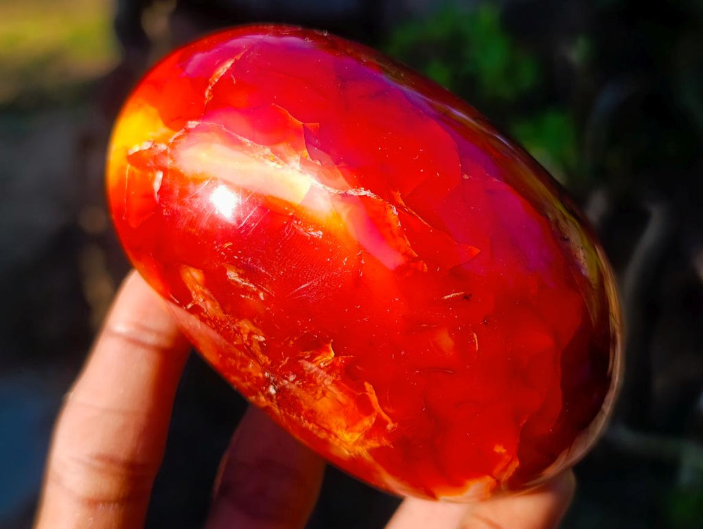 Polished Crystalline Geode Carnelian Gemstone Free Form Pair x 1 From Madagascar
