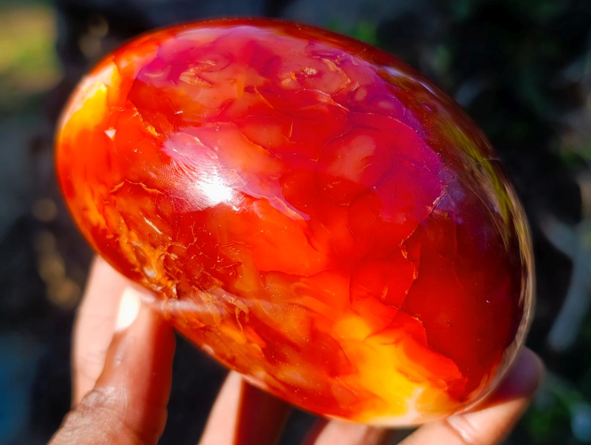 Polished Crystalline Geode Carnelian Gemstone Free Form Pair x 1 From Madagascar