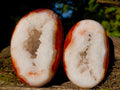 Polished Crystalline Geode Carnelian Gemstone Free Form Pair x 1 From Madagascar