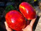 Polished Crystalline Geode Carnelian Gemstone Free Form Pair x 1 From Madagascar