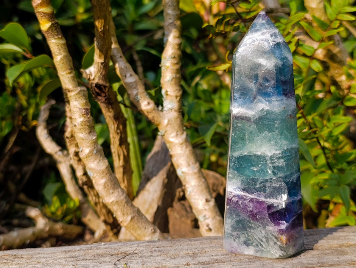 Polished Watermelon Fluorite Display Crystal x 1 From Uis, Namibia