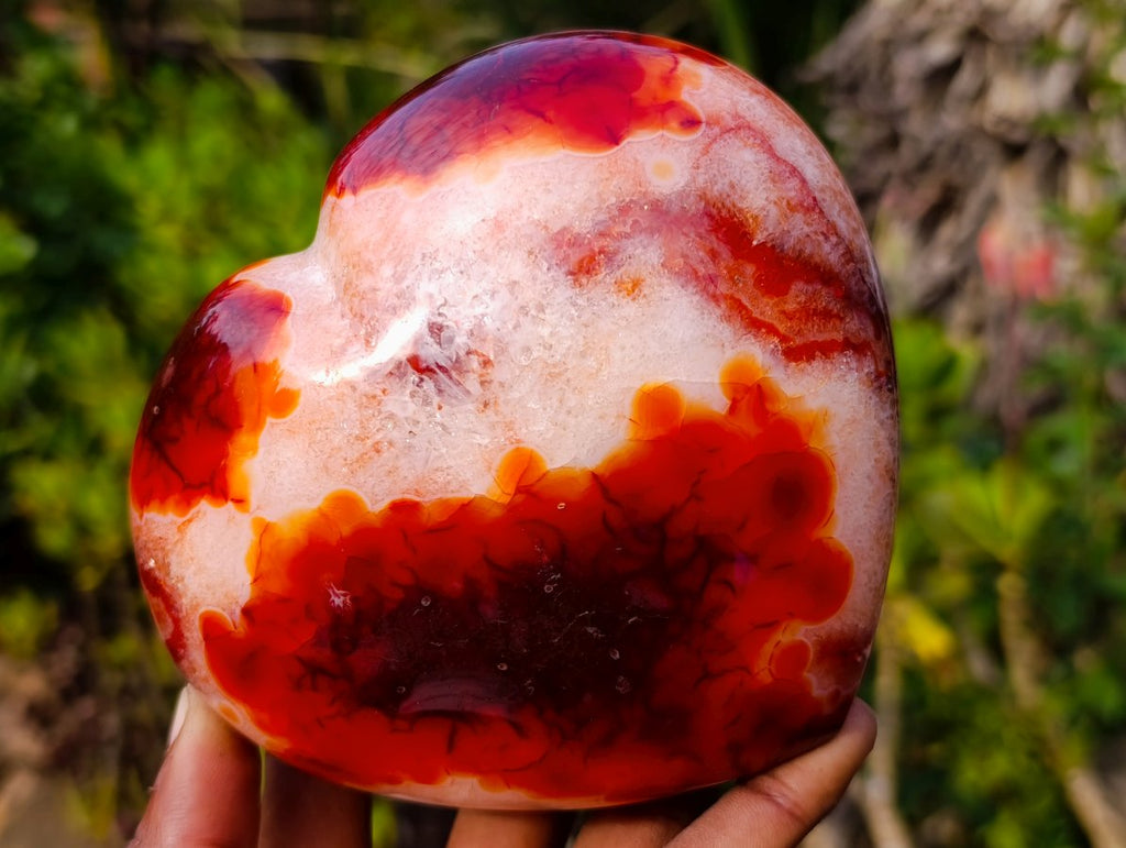 Polished Large Spotty Carnelian Gemstone Heart x 1 From Madagascar