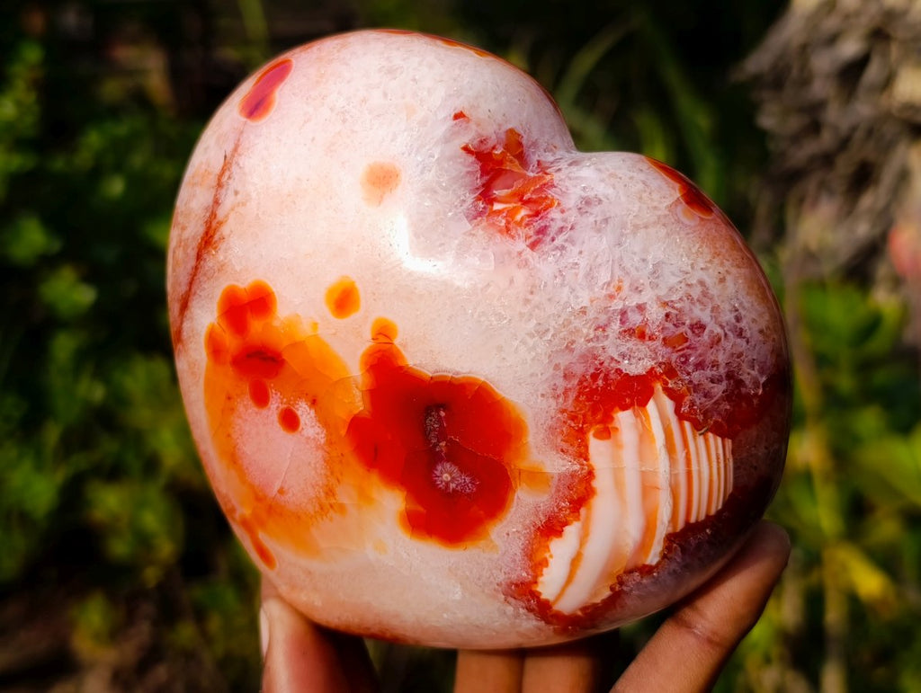 Polished Large Spotty Carnelian Gemstone Heart x 1 From Madagascar